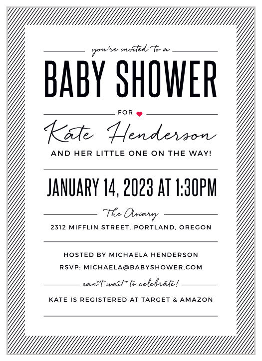 Throw a shower for the fashionista mom-to-be with the Stylish Stripes Baby Shower Invitations.