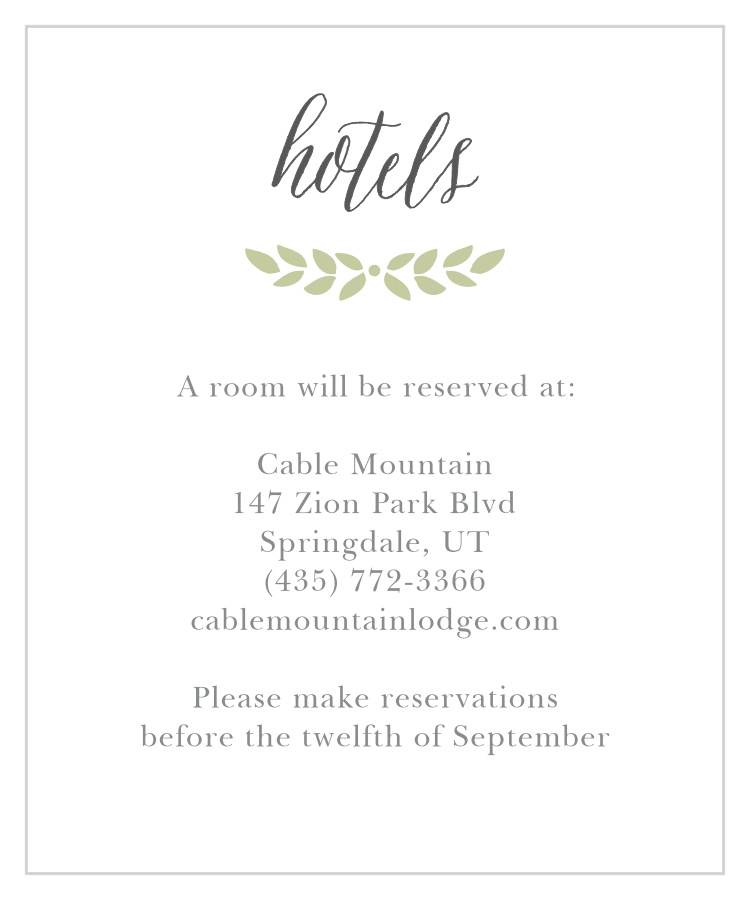 Blushing Leaves Accommodation Cards