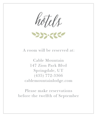 Customize the Blushing Leaves Accommodation Cards instantly online with our collection of hand-picked fonts and our palette of over 160 custom colors.