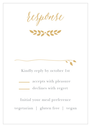 Collect RSVPs for your graceful, nature-inspired wedding with the Blushing Leaves Foil Response Cards.