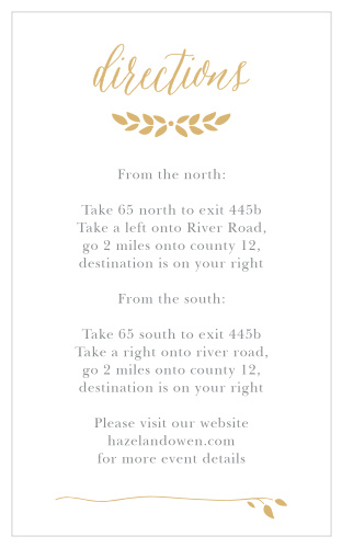 Lead guests to your wedding venue with the Blushing Leaves Foil Direction Cards. 