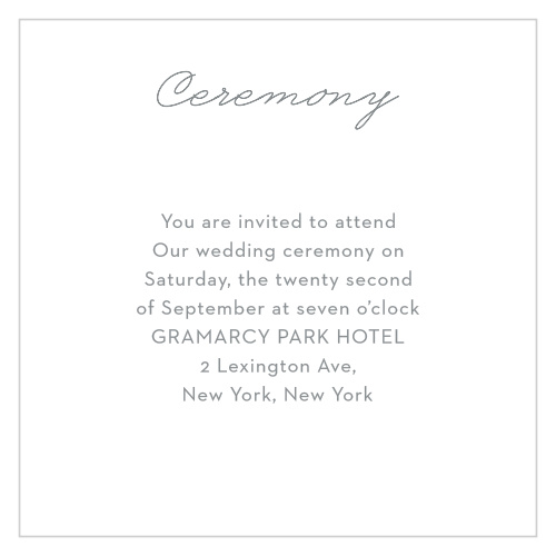 Create beautifully understated invites to your wedding ceremony with the Bold & Blissful Ceremony Cards.