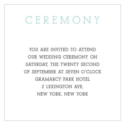 Create invites to your wedding ceremony with a contemporary feel using the Modern Brilliance Ceremony Cards.