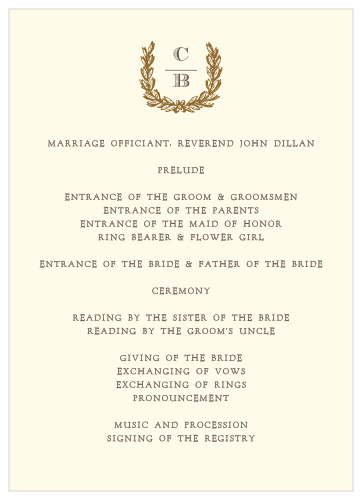 Coordinate your ceremony with the vintage touch of the Charming Woods Wedding Programs.