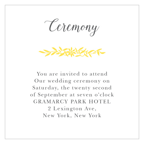 Delicate flowers accent your text on the Full Bloom Ceremony Cards.