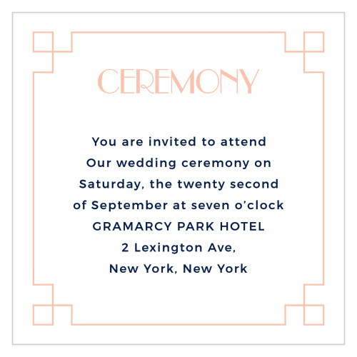 Frame your text with the art deco border of the Coney Island Ceremony Cards.
