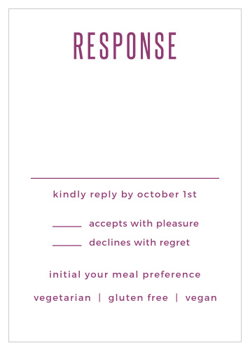 Create simple RSVPs for your modern wedding with the Divinely Modern Response Cards. 