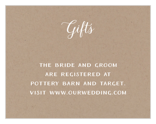 Add your text to the simple but warm design of the Rustic Love Registry Cards. 