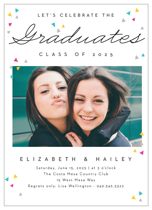 Gather friends and family for the party of the year with the Colorful Confetti Graduation Party Invitations.