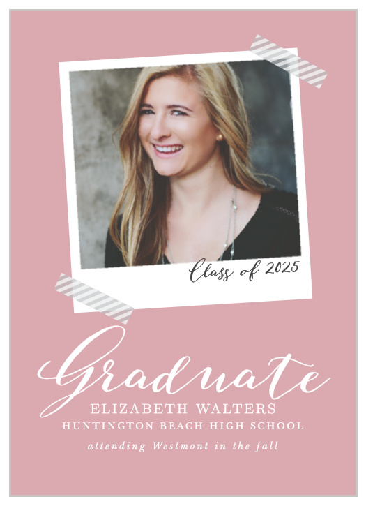 Add your gorgeous grad shot to the cute frame of the Polaroid Perfection Graduation Announcements.