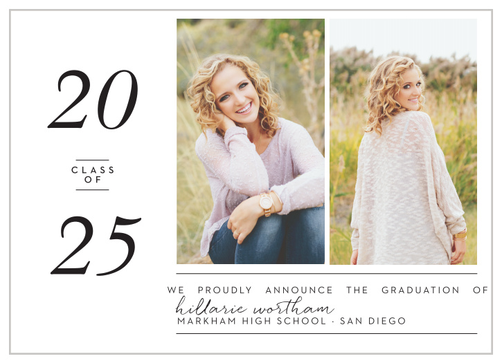 Add two of your best shots from your graduation photo shoot to the Style Blog Graduation Announcements.