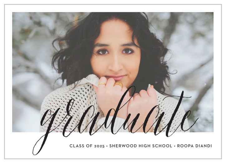 Send sophisticated announcements for your upcoming ceremony with the Script Window Graduation Announcements.
