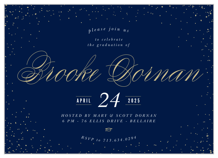 A scattering of dots frames your text on the Starry Night Graduation Invitations.