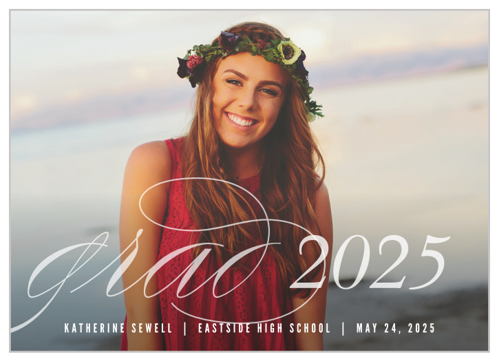 Choose your best grad shot for the background of the Big Script Graduation Announcements.