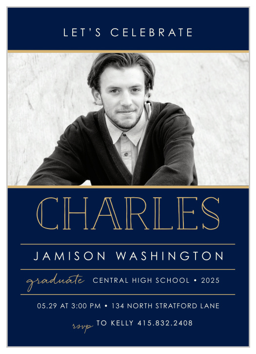 Invite guests to celebrate with you using the Museum Mod Foil Graduation Invitations.