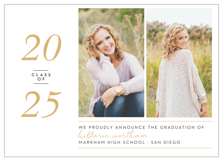 Add two of your best shots from your graduation photo shoot to the Style Blog Foil Graduation Announcements.