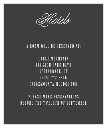 Help guests find the best place to stay for your wedding with the Secret Crush Accommodation Cards.