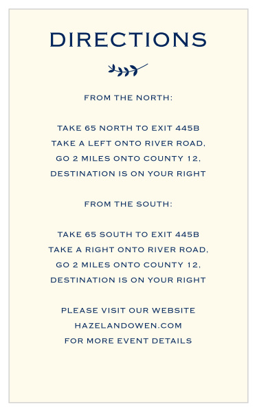 Fill the tall design of the Lovely Lettering Direction Cards with your own driving directions.