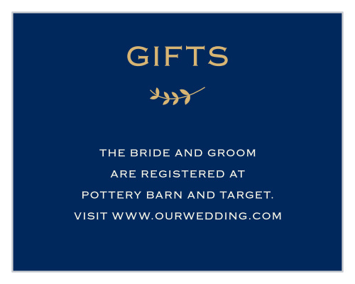 Fill the Lovely Lettering Foil Registry Cards with your wedding registry information.