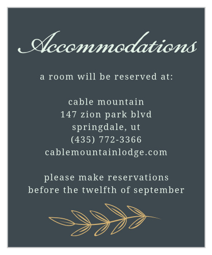 Make sure guests know the best places to stay with the Radiant Garden Foil Ceremony Cards.