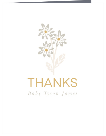 Three bright flowers accompany your gratitude on the Sunny Flowers Foil Thank You Cards.