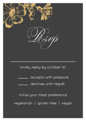 Beautifully illustrated flowers grace the top left corner of the Vintage Blooms Foil Response Cards.