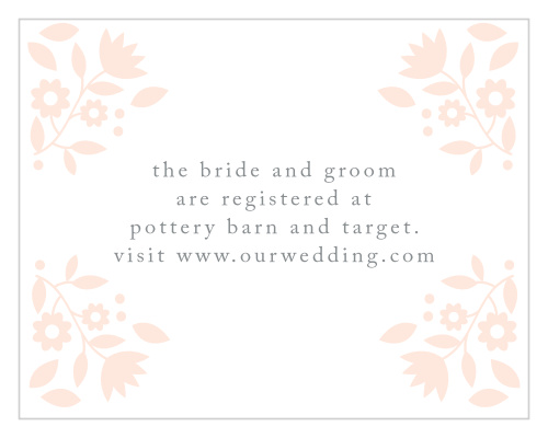 Whimsical stems teeming with flowers decorate the corners of the Floral Frame Registry Cards.