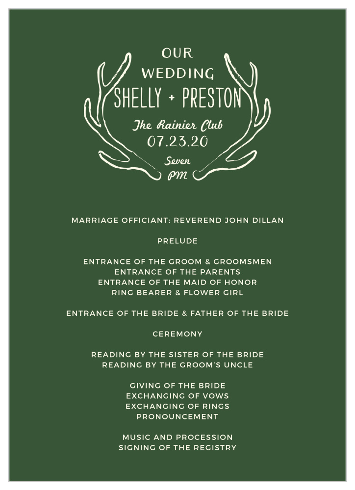 Back Country Wedding Programs