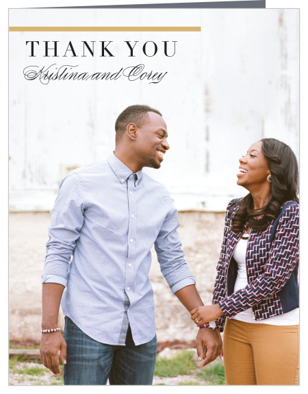 Thank your loved ones for their attendance at your event, using our Classic Sophistication Wedding Thank You Cards!
