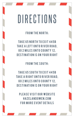 Direct guests to your destination wedding with the Antique Airmail Direction Cards.