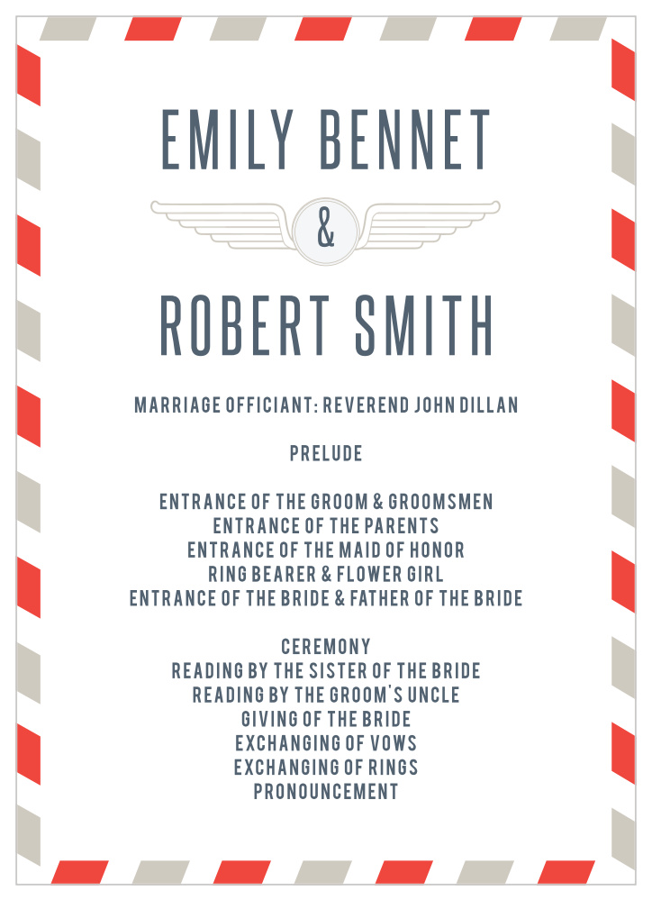 Antique Airmail Wedding Programs