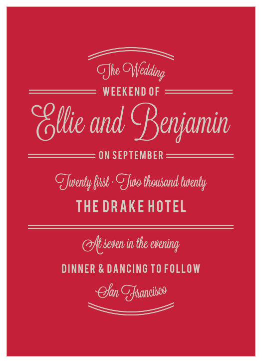 Make your invites as enchanting as a song with the Rhapsody in Red Wedding Invitations.