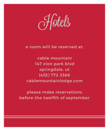 The Rhapsody in Red Accommodation Cards are as enchanting as a song.