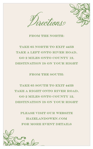 Help guests make it on time to your elegant wedding with the Classical Gardens Direction Cards from the Love Vs Design Collection at Basic Invite.