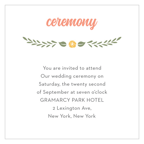 The Floral Charm Ceremony Cards are an excellent way to incorporate additional details into your wedding stationery.