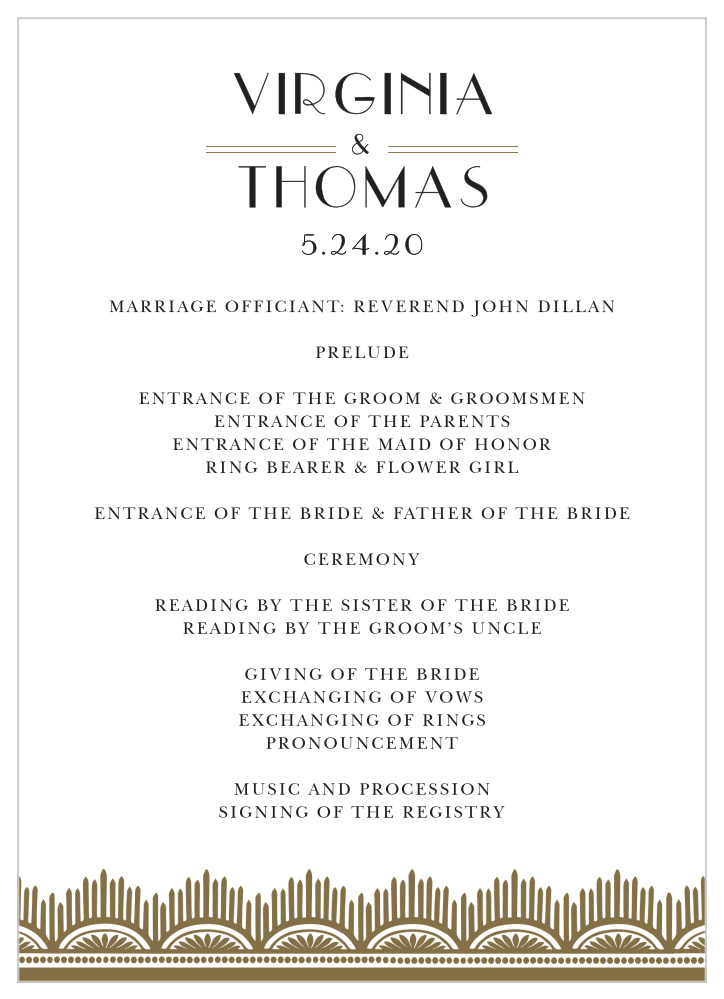 Roaring Twenties Wedding Programs