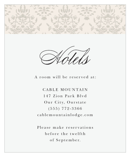 Damask Border Accommodation Cards