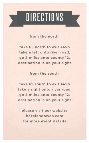 All Aboard for the wedding of your dreams! The All Aboard Direction Cards, with their stylish ribbon, are a great way to help guests find the location of your beautiful wedding.