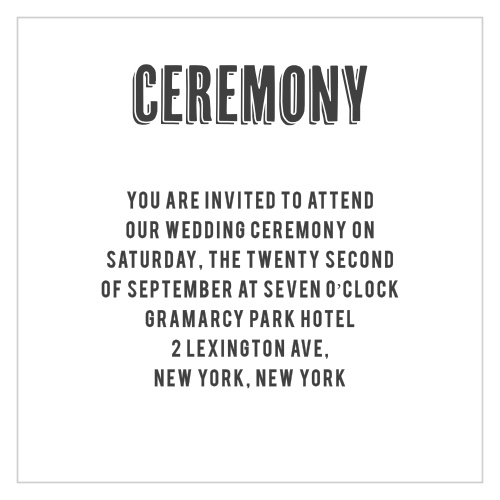 The Chalkboard Stamp Ceremony Cards offer a simple way to invite guests to the big event.