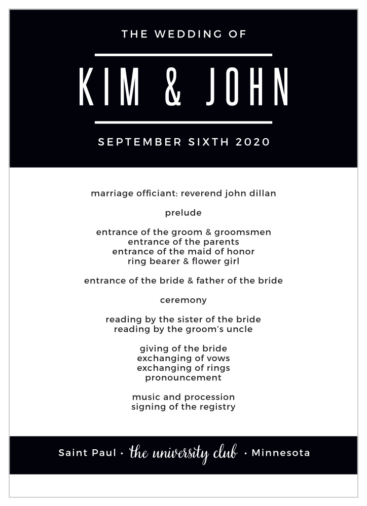 Modern Tendencies Wedding Programs