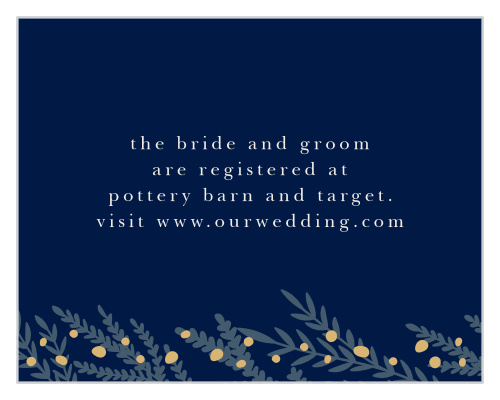 Let guests know what you really need with the romantic rusticity of the Forest Glow Foil Registry Cards.