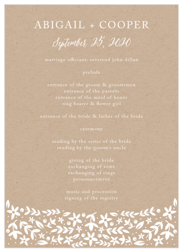 Make sure everything runs just as planned during your whimsically rustic wedding ceremony with the Silent Garden Wedding Programs.
