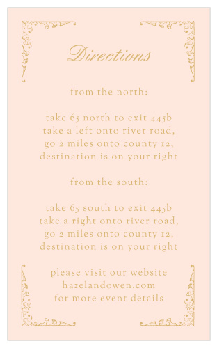 Send guests heading in the right direction to your luxurious wedding venue with the Scrolling Monogram Foil Direction Cards.