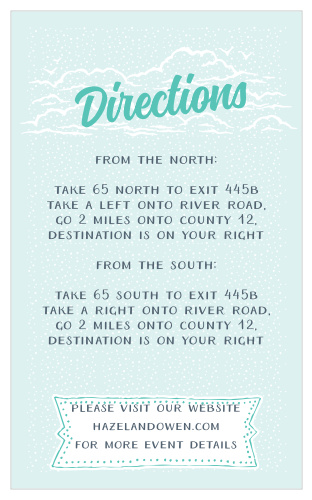 Delicate clouds span the top of the Modern Beachside Direction Cards.