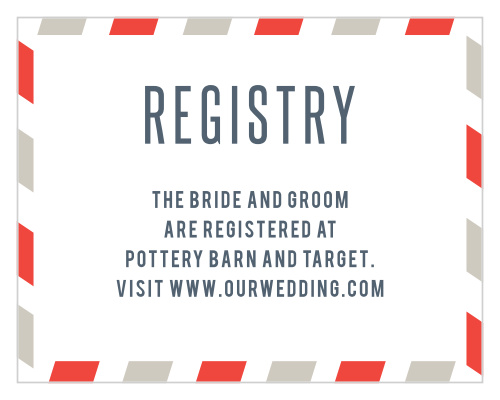 Let guests know what you need with the Antique Airmail Registry Cards.