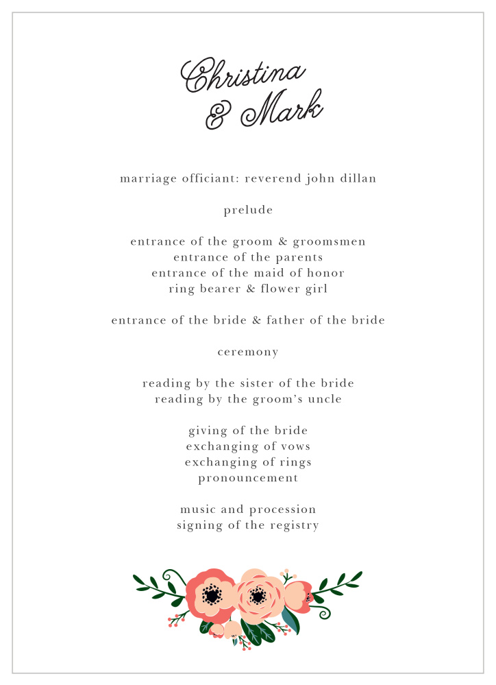 Botanical Love Wedding Programs