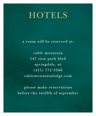 Help your guests find the best local hotel with our pleasantly pine-green Deco Love Foil Accommodation Cards.