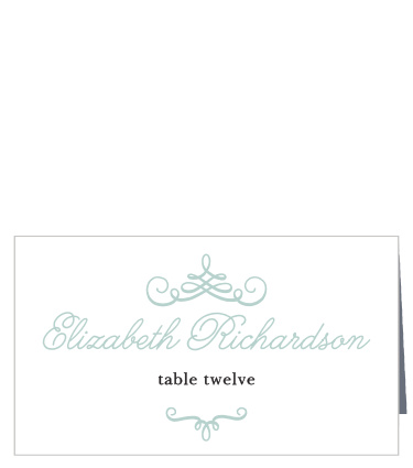 Elegant typefaces and embellishments give the Whimsical Script Place Cards regal appeal.