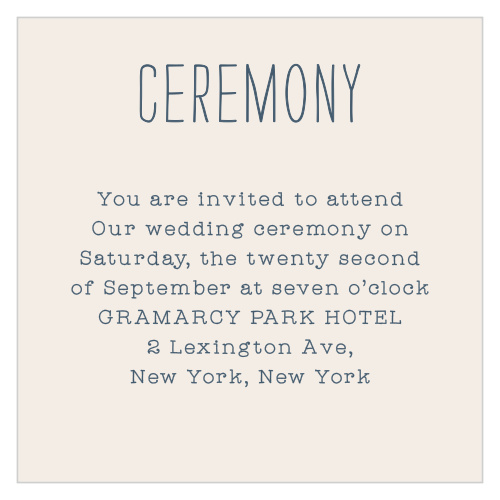 Create enclosure cards with a warm, homey feel using the Cross Stitched Ceremony Cards from the Love Vs Design Collection at Basic Invite.