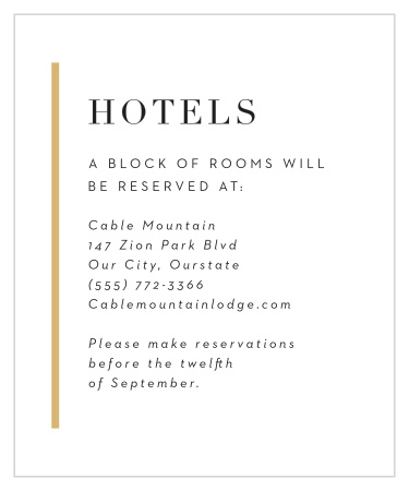 Include our Classic Sophistication Accommodation Cards in your wedding suite to easily let your guests know where you've organized for them to stay, while they're in town for your event!